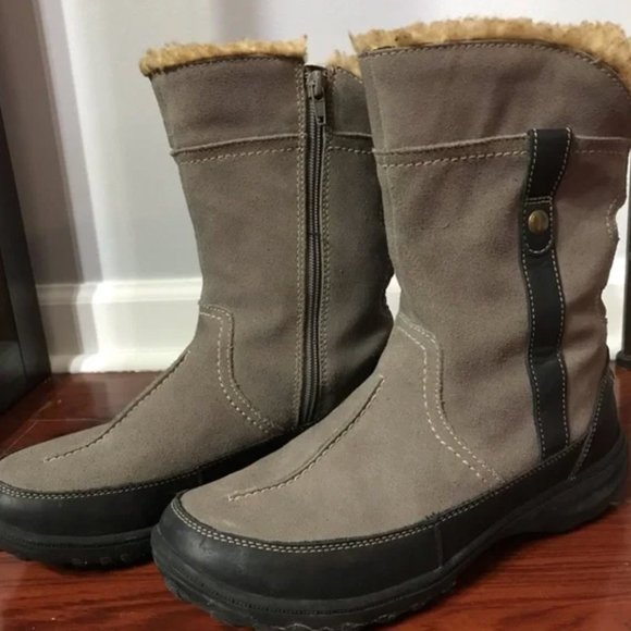 Clarks Andes fortune Q Taupe Leather Winter Boots Sz 7 - Picture 6 of 7